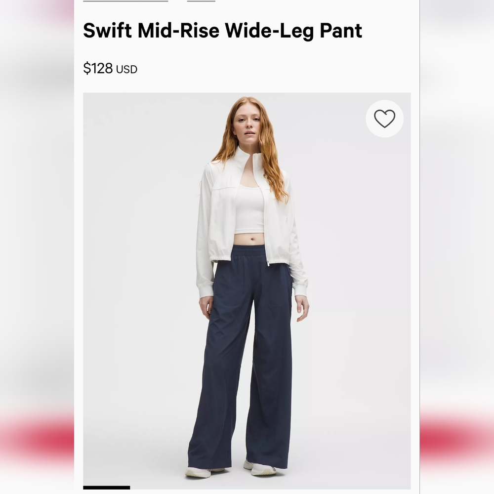 Lululemon Swift Mid-Rise Wide-Leg Pant Size 8 Navy